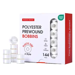 PooLin Richword Style A Prewound Plastic Side Embroidery Bobbins for Sewing & Embroidery Machines