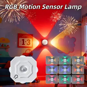 4/2/1PC 4-Head Cat Eye LED Motion Sensor Light, LED Motion Sensor Step Light, 3 Color/RGB LED Sensor Light, 4-Head Night Light with Adjustable Multicolor Lighting, Magnetic Step Lights for Entrance, Bedside, Desk, Closet, Ideal for Valentine'S Day Decor