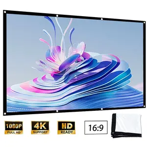 4K HD Portable Projection Screen 60-150 Inches, Foldable 16:9 Design for Home Theater, Outdoor Events & Office Presentations, Outdoor Projector Screen