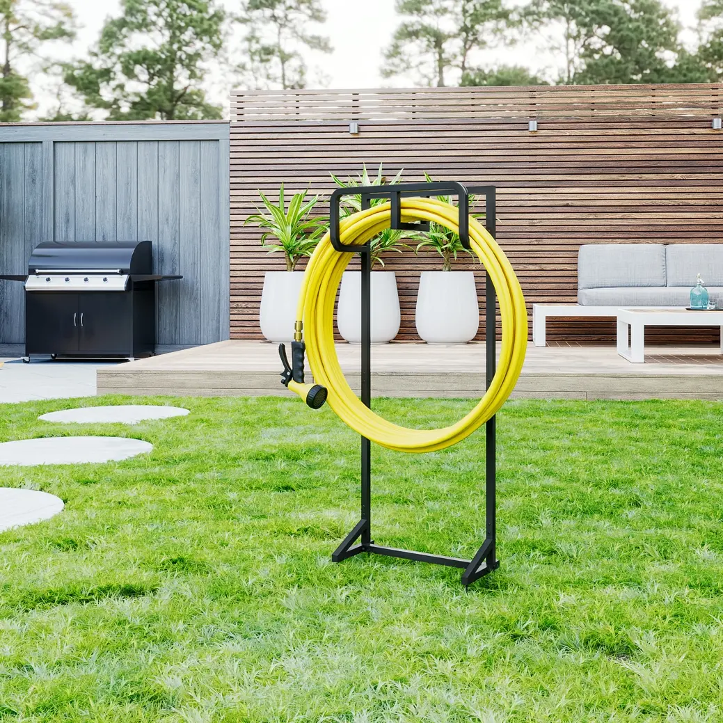 SUOERNUO Garden Hose Holder Detachable Hose Holder Freestanding Heavy Duty Metal Hose Reel Stand Water Hose rack For Outside Outdoor Yard Modern, Garden Accessories, Outdoor Garden Accessories