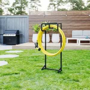 Garden Hose Holder Detachable Hose Holder Freestanding Heavy Duty Metal Hose Reel Stand Water Hose rack For Outside Outdoor Yard Modern