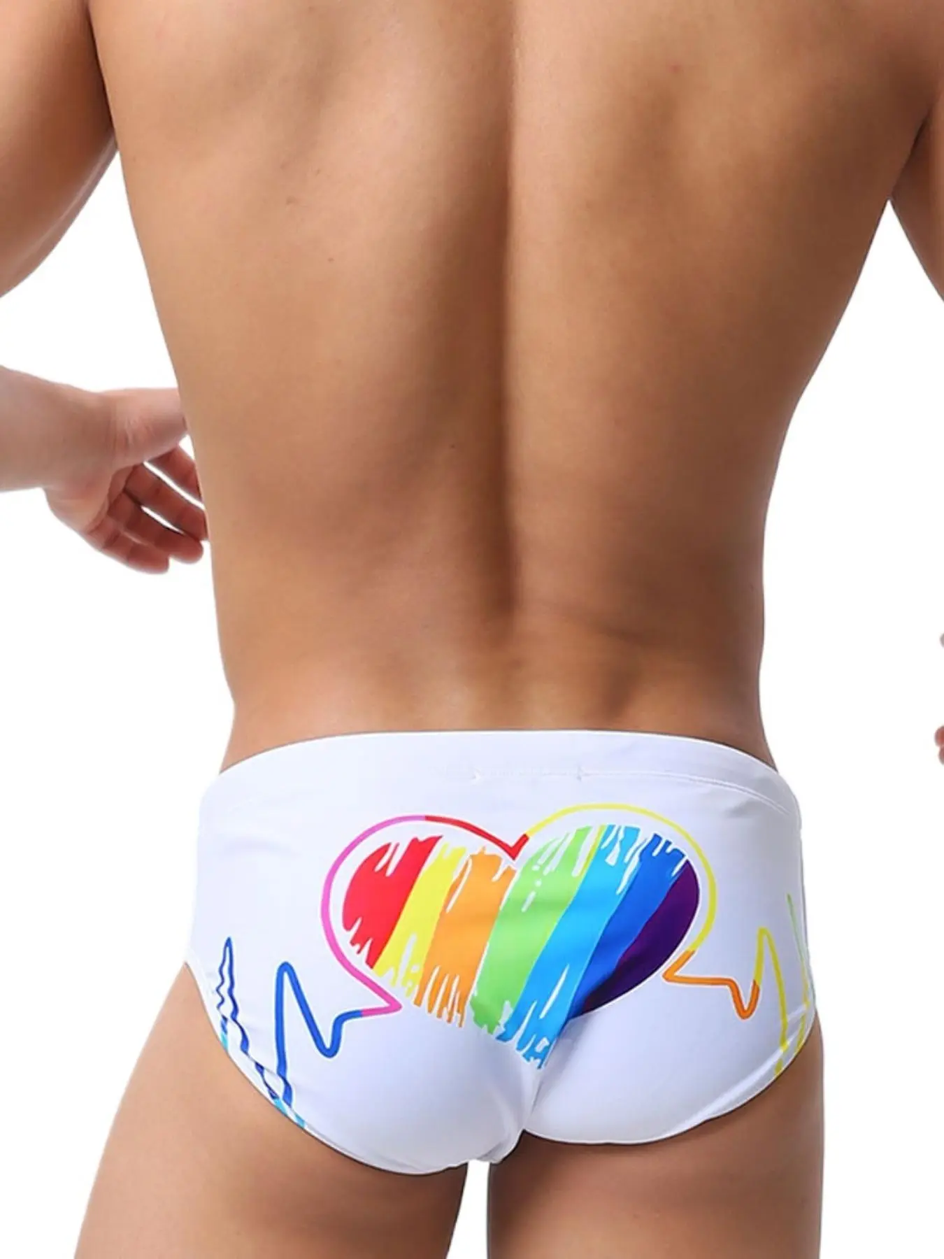 Men's Rainbow Print Brief, Casual Comfy Breathable Swimwear for Beach Swimming, Men's Swimwear for All Seasons