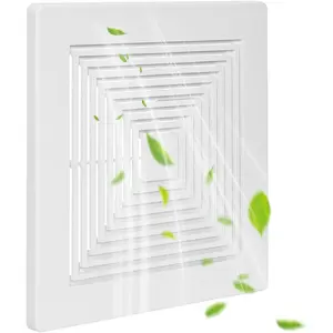 Bathroom Exhaust Fan Cover White Matte Bathroom Ceiling Fan Grille with Spring Replacement Square Ceiling or Wall Mounted Exhaust Fan, Ceiling Fan Grille, Air Diverter cover( 9x9 Inch)
