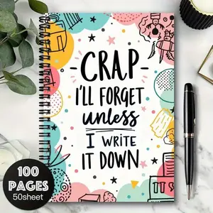 100 Page Spiral, Spiral Bound Notepad, Notebook, Cover Features Inspirational Quote, Perfect for Notes & Journaling, Durable Design, Ideal Gift Choice, Journaling Supplies