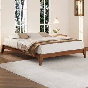 12 Inch Full Size Solid Dry Bamboo Wood Platform Bed Frame, with Wood Slat Support, No Box Spring Needed, Easy Assembly