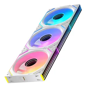 Interstellar V2 120mm PC Case Fans,Reverse , Infinity Mirror Module Daisy-Chain ARGB Fan,Triple Pack Suitable for  Case & 360mm AIO Cooler (White Reverse)