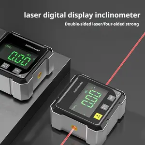 Digital Inclinometer Magnetic Angle Finder with Dual Laser Guide 360° Attachment Rechargeable for Woodworking Construction Machinery fathersdaygift