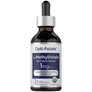 Carlyle  L-Methylfolate Drops 1mg | 2 Fl Oz | with Organic Glycerin | Liquid Sublingual Supplement | Fruit Punch Flavor | Vegetarian, Non-GMO