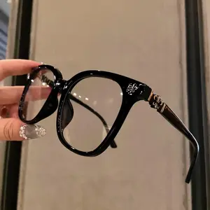 Black warrior Series 2026 Trendy Square Anti Eye Strain Blue Light Blocking Glasses  Clear Lens Computer & Gaming  Minimalist Metal Frame Eyeglasses Y2K Style Non-Prescription Flat Anti-Radiation Eyewear Fashion Blue Light Filtering