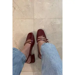 Natalie Slingback Ballet Flat- Leather Burgundy