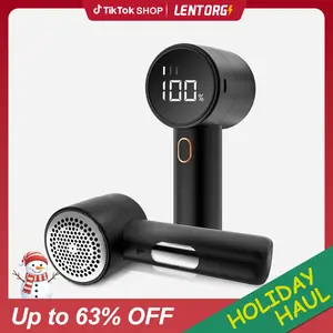 【Lentorgi】Electric fabric shaver, portable hair remover, pet home, rechargeable, lint collection container, LED digital display, 6-blade blade, safety lock, 3 speeds, 2600mAh, lasts for 1 hour, suitable for clothes, sweaters, sheets, sofa, blanket