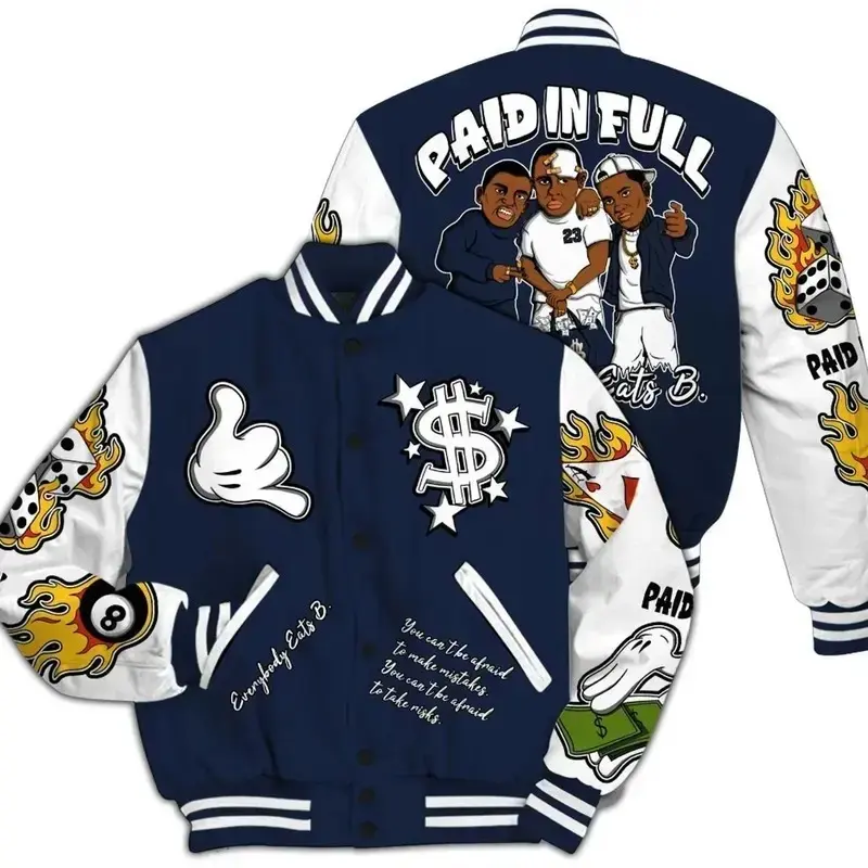 Varsity Jacket To Match Dunk Low White Midnight Navy, Unisex Varsity Baseball Jacket, Classic Sport Street Style Jacket