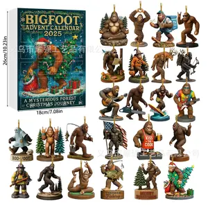 Bigfoot 2025 Christmas Advent Calendar Blind Box - Mysterious Forest Journey with Acrylic Tree Ornaments Bset For Husband Gift