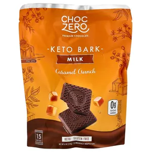 ChocZero Keto Bark, Milk Chocolate, Caramel Crunch, 15 Mini Bars, 6 oz (170 g) ChocZero Keto Bark, Milk Chocolate, Caramel Crunch, 15 Mini Bars, 6 oz (170 g)