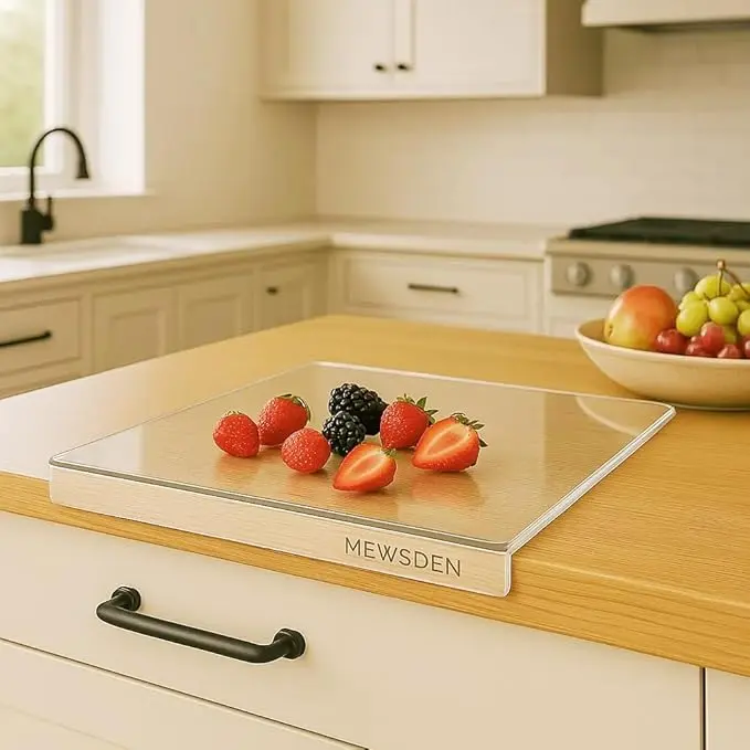 Cutting Board with Counter Lip, Clear Cutting Boards for Countertop Protector, Non-Slip Cutting Board for Kitchen Counter, Aesthetic Kitchen Decor Gadgets House Warming