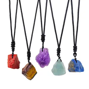 Raw Stone Crystal Necklace Natural Healing Crystal Gorgeous Stone Gemstone Jewelry Energy Love Girlfriend Boyfriend Souvenir Valentine Father Mother Anniversary New Year Christmas Halloween Birthday Gift