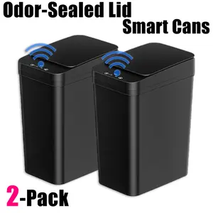 2 Pack 15L Motion Sensor Garbage Container, Water Repellent Induction Can, Clean Nordic Waste Bin for Kitchen Bedroom Living Area