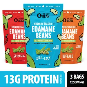 The Only Bean - Crunchy Roasted Edamame Beans (Variety) - Keto Snack, High Protein, Healthy Snacks, Low Carb, High Fiber, Gluten-Free & Vegan (4.0oz) (3 Pack)