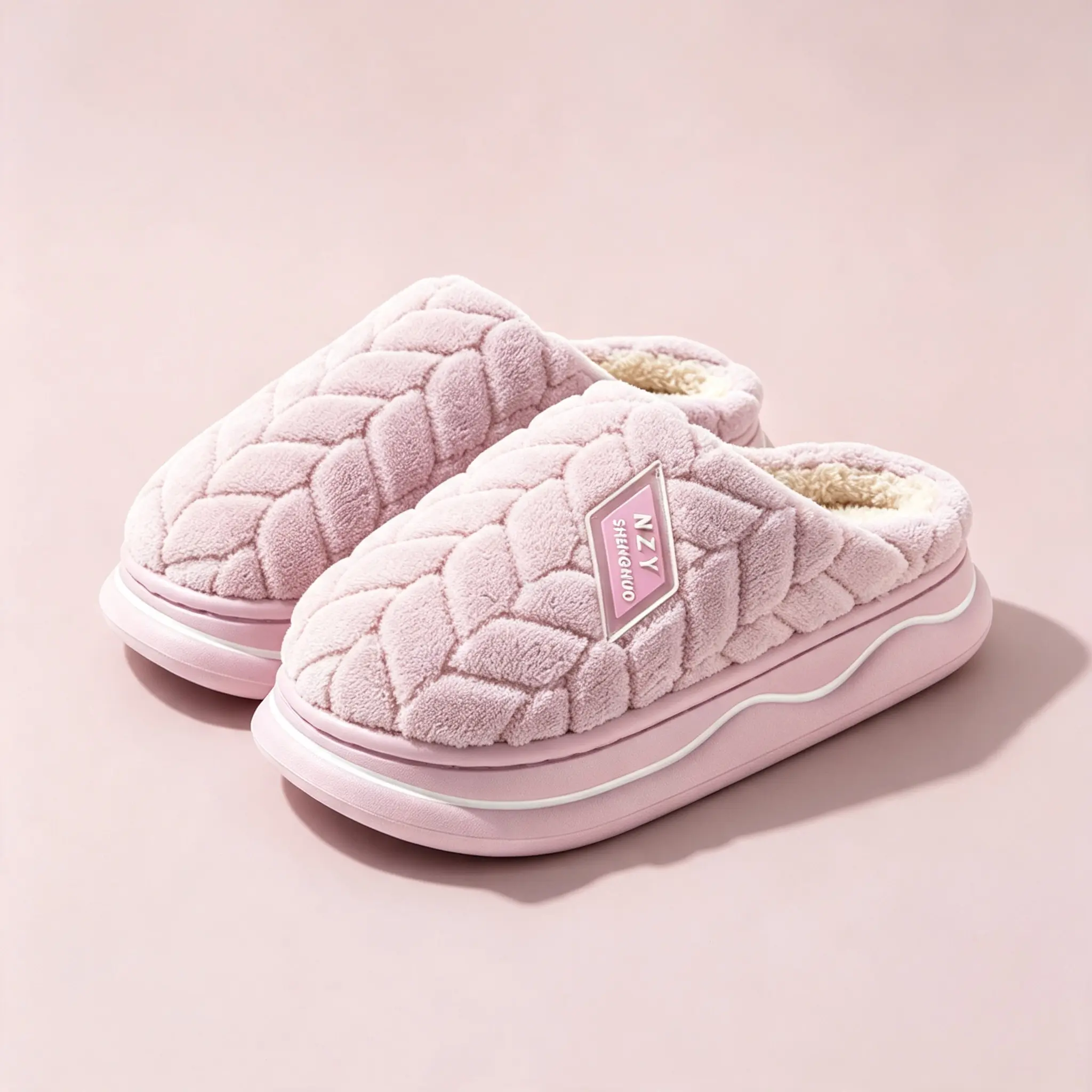 Women’s winter indoor home plush non-slip cotton slippers