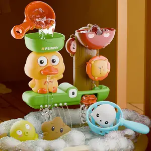 Cute Bath Duck Sprinkler Suction Cup Set, Kids Bathroom Water Play Toy, Fun Baby Shower Time Accessory, Interactive Bathtub Game for Children, Sensory Play(Bring your own No. 7 battery)