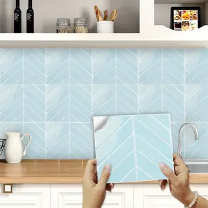 Modern Simple Luxury V-Shaped Self-Adhesive Tile Stickers, Vinyl Backsplash, Removable Decorative Backsplash, Waterproof Oilproof Kitchen Bathroom Wall Decor, 30x25cm, 10/20/30pcs