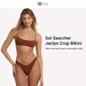 BILLABONG Sol Searcher Jaclyn Crop Bikini,wear me multi ways,Removable cups[Two Options, Set Available] Ruched Swim Bottom Swimsuit