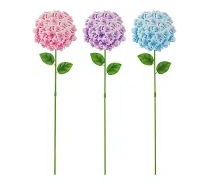 Glitzhome 24''H Set of 3 Metal Hydrangea Garden Stake