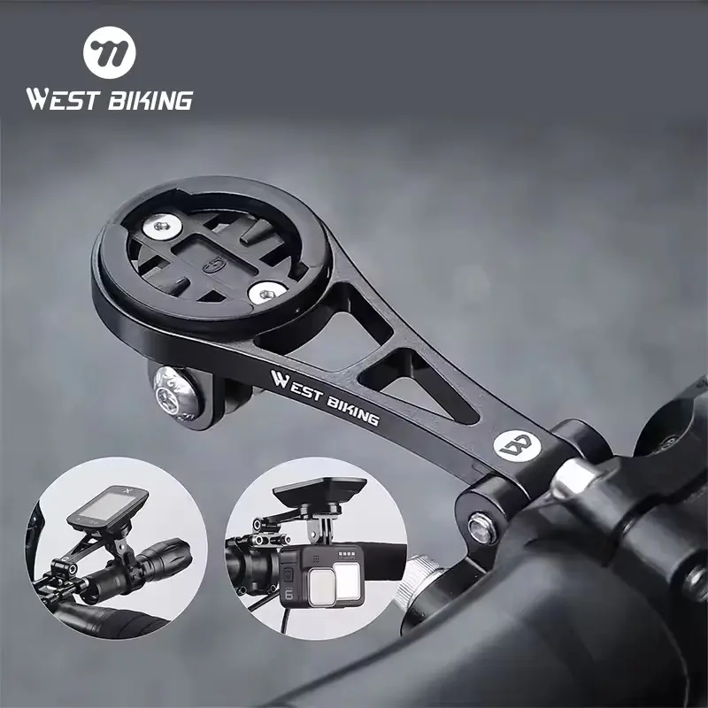 WEST BIKING Bike Aluminum Alloy Computer Extension Bracket Adjustable Angle Road Bike Lightweight Durable Computer Bracket Bike Accessories Bicycle Accessories