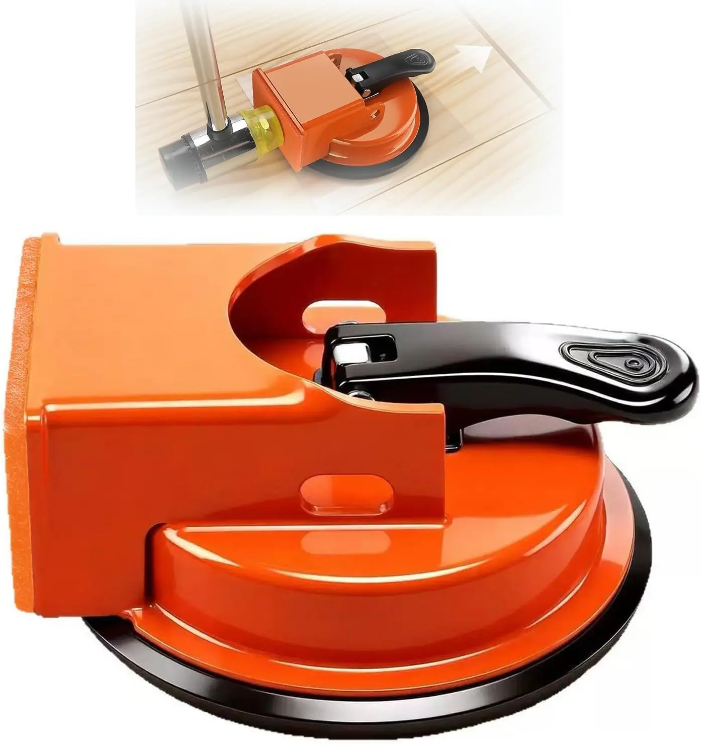 Tile Suction Cup Leveling Kit - 1 Solid Rubber Mallet, 6 Reusable Leveling Spacers, Adjustable Cast Aluminum Alloy Height Corrector (Soft Rubber, Hard Plastic) for Home Renovation, Floor Tiles Lippage Elimination