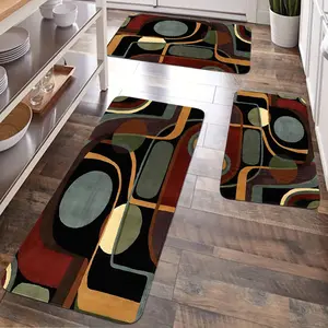 JIT 1/2/3 pcs of fringed Bohemian minimalist carpet, suitable for various scenarios as a decorative carpet. Kitchen carpet set, fringed washable bedside soft carpet, suitable for use in kitchens, bedrooms, etc. Washable Kitchen Rugs