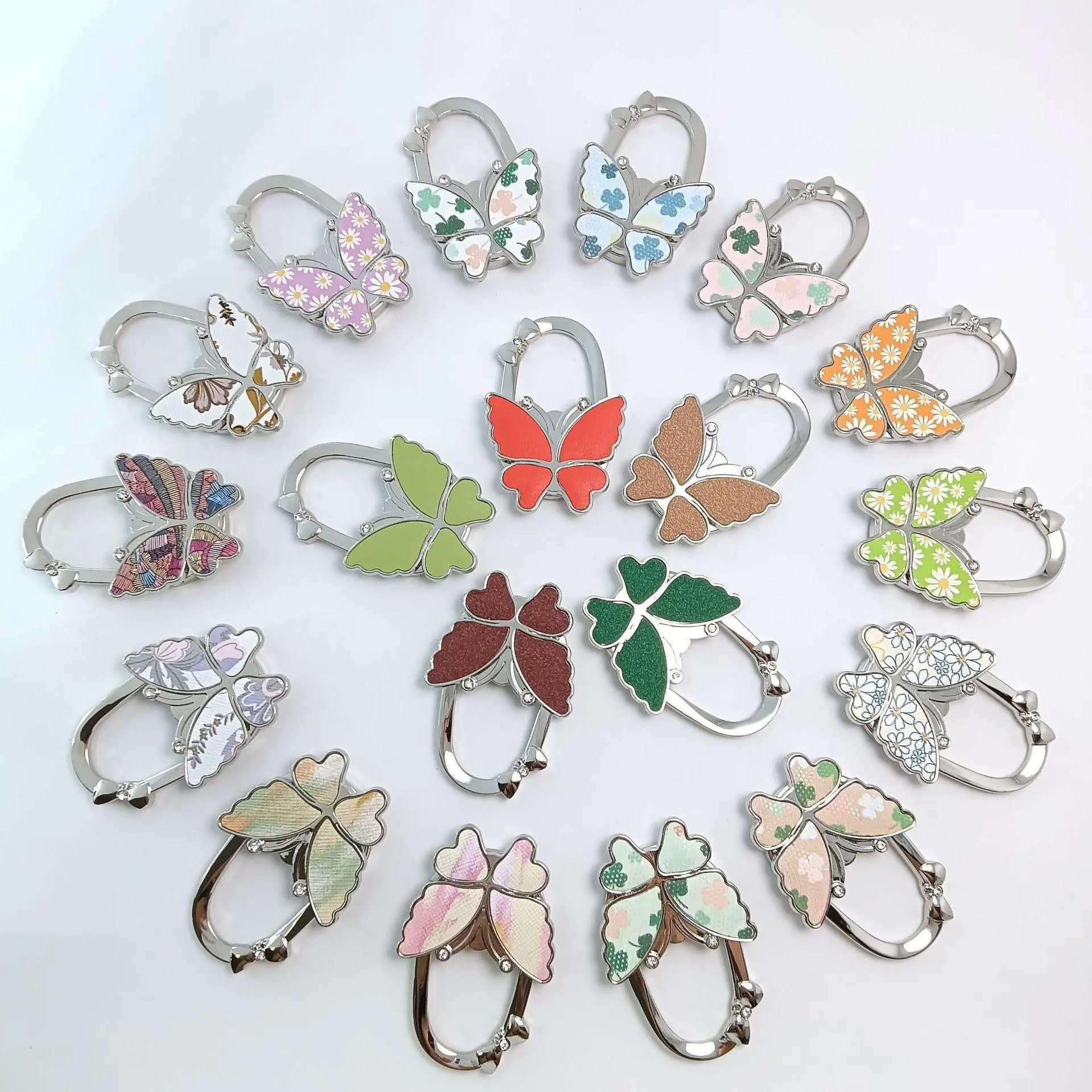 Butterfly Portable Carry Purse Hook for Table, Folding Bag Holder with Decorations & Bag Charms for Handbags in Restaurants, Shopping Scenarios, Foldable Purse Hook, Metal, Decorative, Compact, Purse Hook Bag Hangers