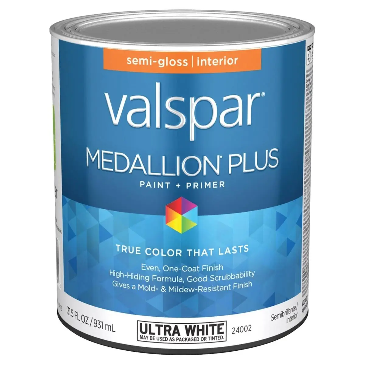 Valspar  1 qt. Medallion Semi-Gloss Finish Ultra White Base Medallion Plus Interior Paint & Primer