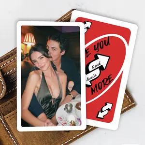 Custom Photo UNO Wallet Card, Valentines Gift for Him, Love You More Reverse Insert Card, Anniversary Gift for Boyfriend, Couple Gift