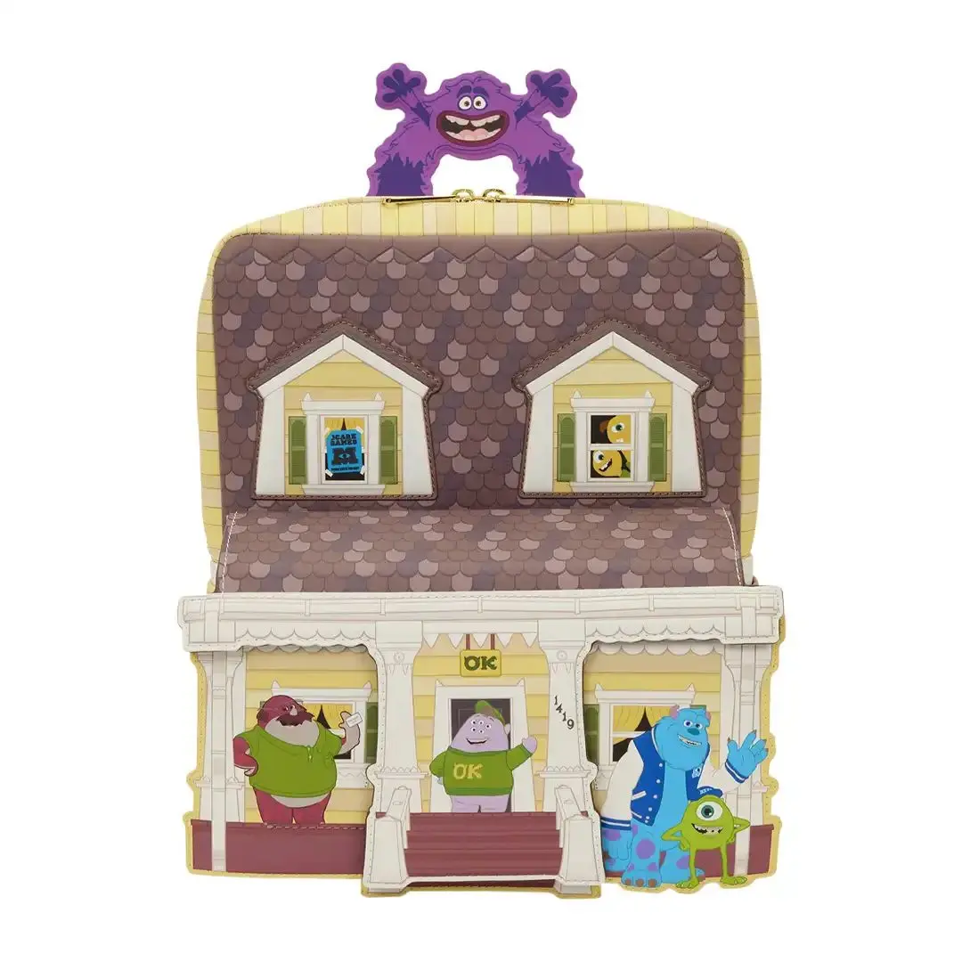 Loungefly Disney Monsters University Oozma Kappa House Figural Faux Leather Women's Mini Backpack, Campus Life Everyday Bag for Adults with Figural Shape, Graphic Print, Applique Details, Adjustable Strap, 9.25in W x 11.25in H x 5in D, Casual Collectible,