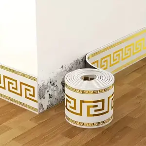 1 roll of extra-large 5.0m x 10.01cm self-adhesive wallpaper, Greek key pattern, removable, waterproof, scratch-resistant and residue-free, suitable for kitchens, bathrooms, living rooms, Easy to install and remove, Peel and stick wallpaper designs