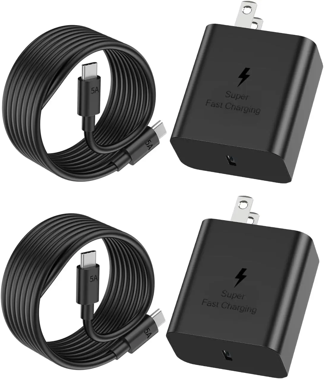 45W USB C Charger Block, 2Pack Super Fast Charger Type C PD Fast Charging with 5A USB-C Cable for Samsung Galaxy S26 S25 Ultra/S25+/S24 Ultra/S24+/S23 Ultra/S23+/Ultra S22/S22+/S20 Ultra/Note 10