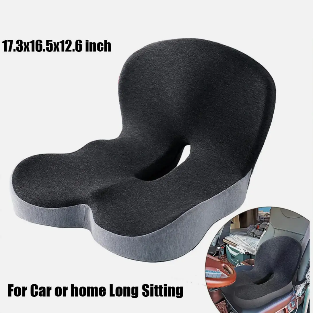 Ergonomic Memory Foam Seat Cushion with Lumbar & Pressure Point Support - Office Furniture Accessory with Detachable Cover, Cushioned & Padded Seat Furniture Accessories for Office, Car Use Memory Foam Cushions