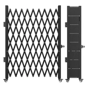 Single Folding Security Gate for Doorways, 85-Inch High by 95-Inch Wide, Steel Accordion Barrier, Flexible Expanding Gate, 360-Degree Rolling Barricade, Scissor Gate with Padlock, Ideal for Stairs, Hallways, and Open Areas
