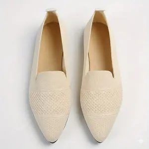 Effortless Chic! Minimalist Knit Pointed Loafers | Versatile Breathable Slip-On Flats