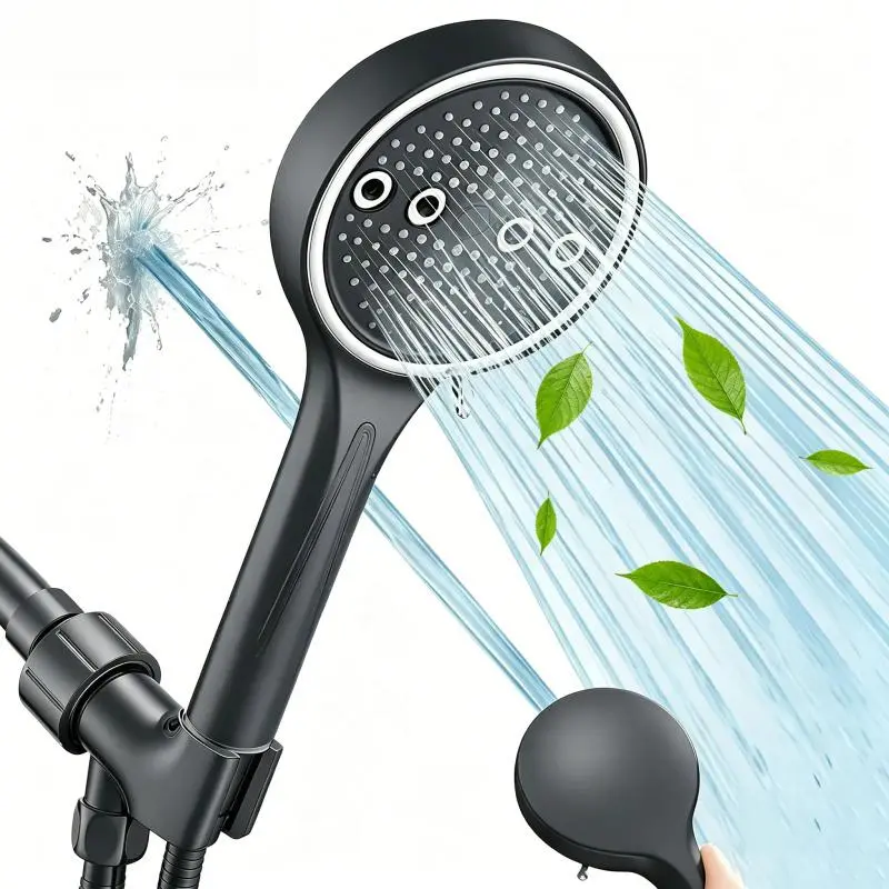 Powerful 6-Mode Handheld Shower Head High Pressure Water Spray with Rainfall Massage Pulse Spray Hybrid Bubble Patterns Premium ABS Material Wall Mount Showerhead Modern Bathroom Upgrade Ideal Summer Shower Accessory Perfect Holiday Gift