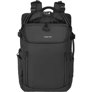 MOSISO Waterproof Camera Backpack, DSLR/SLR/Mirrorless Large Camera Bag Photography Backpack with Expandable Roll Top Compartment&16 inch Laptop Compartment&Tripod Holder for Canon/Nikon/Sony, Black, Tech Accessories
