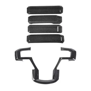 For Ford F150 2015-2020 Interior Door Handle Doorhandle & Steering Wheel Cover Trim Steeringwheel Interior Car Vehicle Automotive Decoration Set