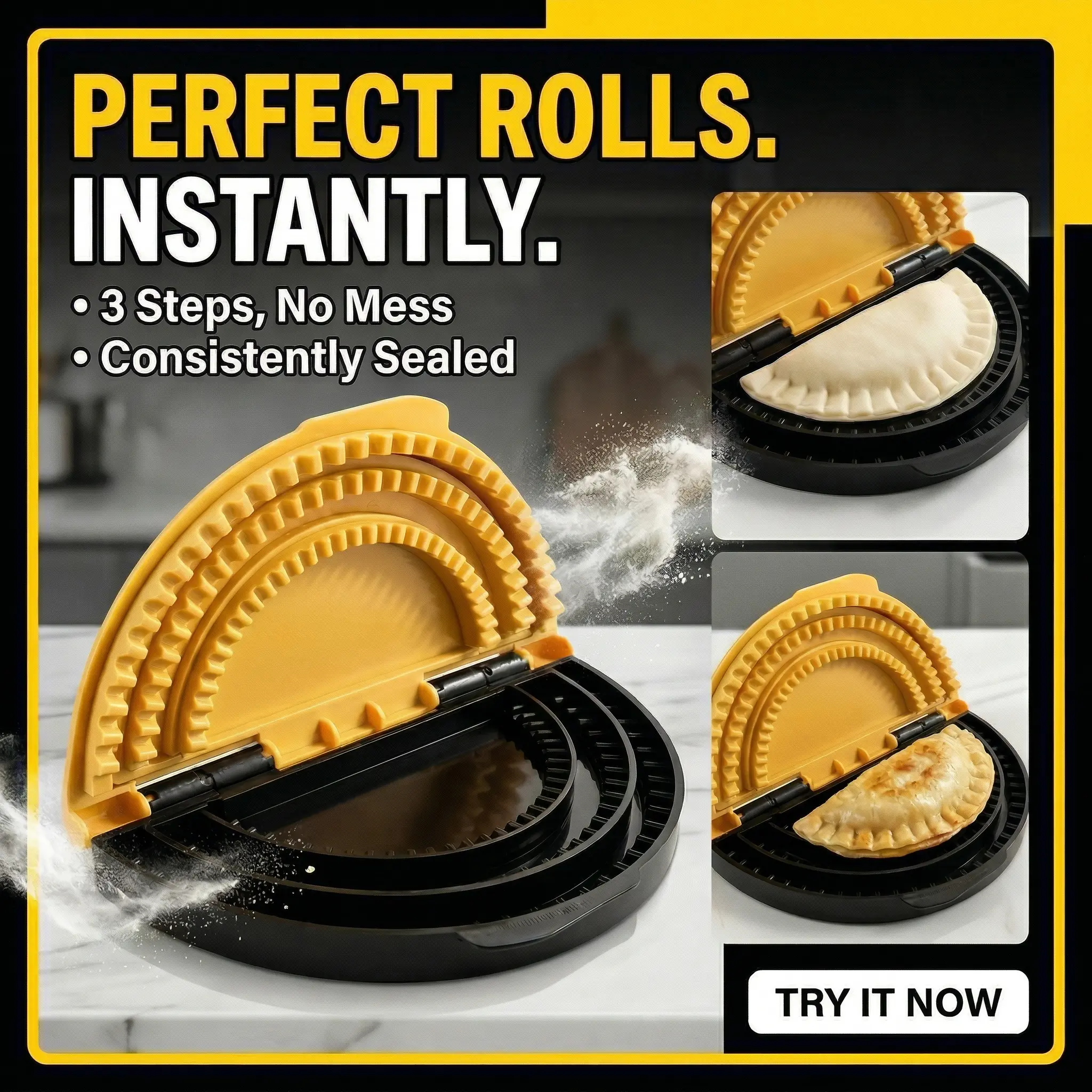 Large Tortilla Sealer and Crimper (Adjustable 6"-8"-10") - No More Soggy Wraps! Mess-Free Meals, Versatile Cooking, Perfect for Burritos, Tacos & Dumplings - Kitchen Accessories, Utensils