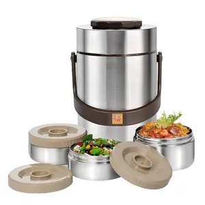 Thermos Food Container, Tableware Stainless Steel Insulated Food Jar with 3 Tier Wide Mouth Food Soup Thermos, Vacuum Thermos for Hot Food, Portable Leak-Proof Adult Bento Lunch Box