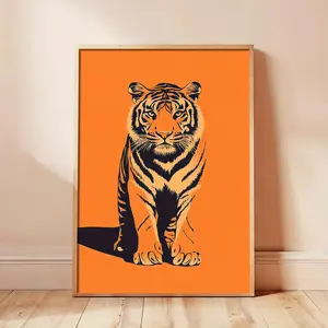Background Tiger Animal Canvas Wall Art Poster, Modern Simple High-End Decor for Living Room Bedroom Bathroom Kitchen Office