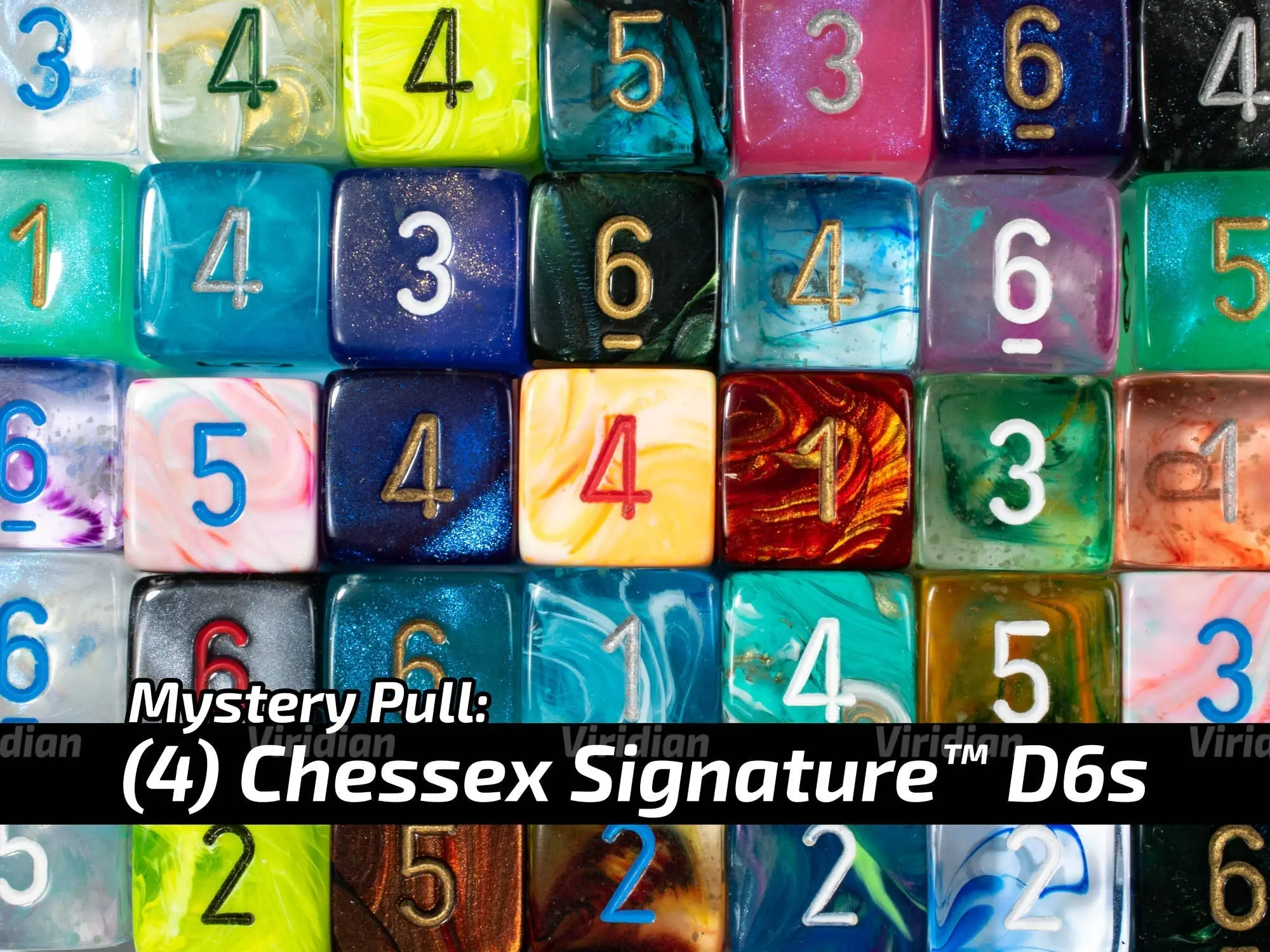 Mystery Numbered D6s (4) | Random Blind Mystery Pull | Chessex Signature Dice