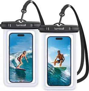 Waterproof Phone Pouch Case - 2 Pack Touchscreen Dry Bag for iPhone 11-17 Pro Max Plus, Galaxy S25, Fits Phones Up to 7" with Case, Ideal for Beach & Cruise, Easy Lock Design for Maximum Protection Lamicall