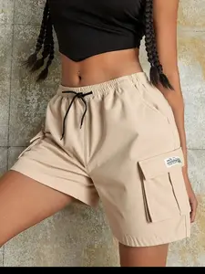 Women's Summer Workwear Multi-Pocket Shorts Casual Tie Waist Shorts Black Fit Aesthetic Green Womenswear Army Clothes jorts jean shorts