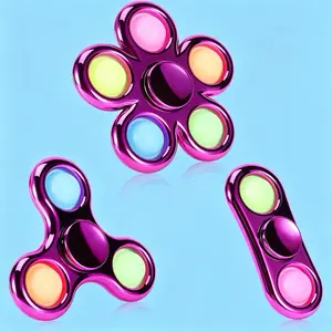 3-Pack Pop It Fidget Spinner Sensory Toys - Poppable Tactile Fidget Pad, Spinning Bearing Tools for Neurodivergent Kids’ Stress Relief Calming Hand Gadgets, Poppable Sensory Stress Relief Toys