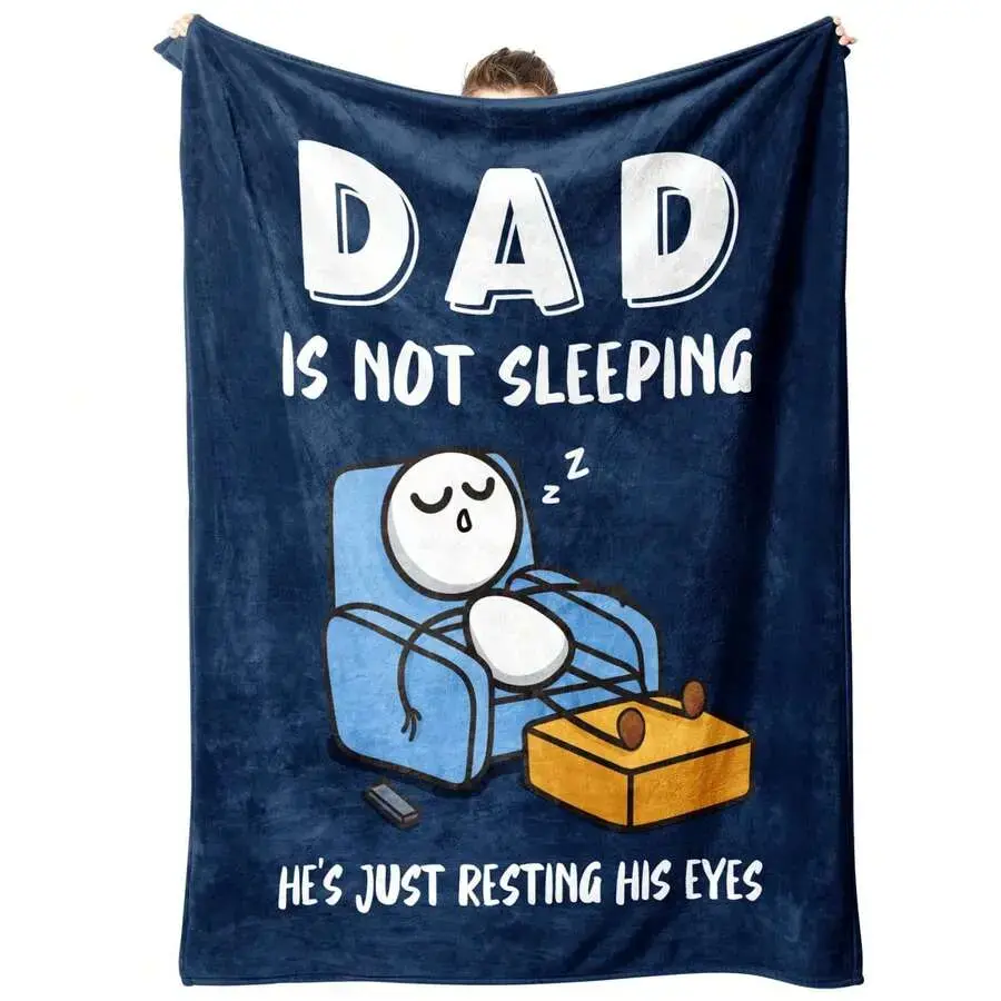 Funny Dad Sleeping Throw Blanket - "Dad Is Not Sleeping, He'S Just Resting His Eyes" - Soft Flannel All-Season Couch & Office Blanket - Birthday, Father'S Day, Birthday Gift For Dad - Funny Laziness Prank Present - Cozy Home Decor For Dad